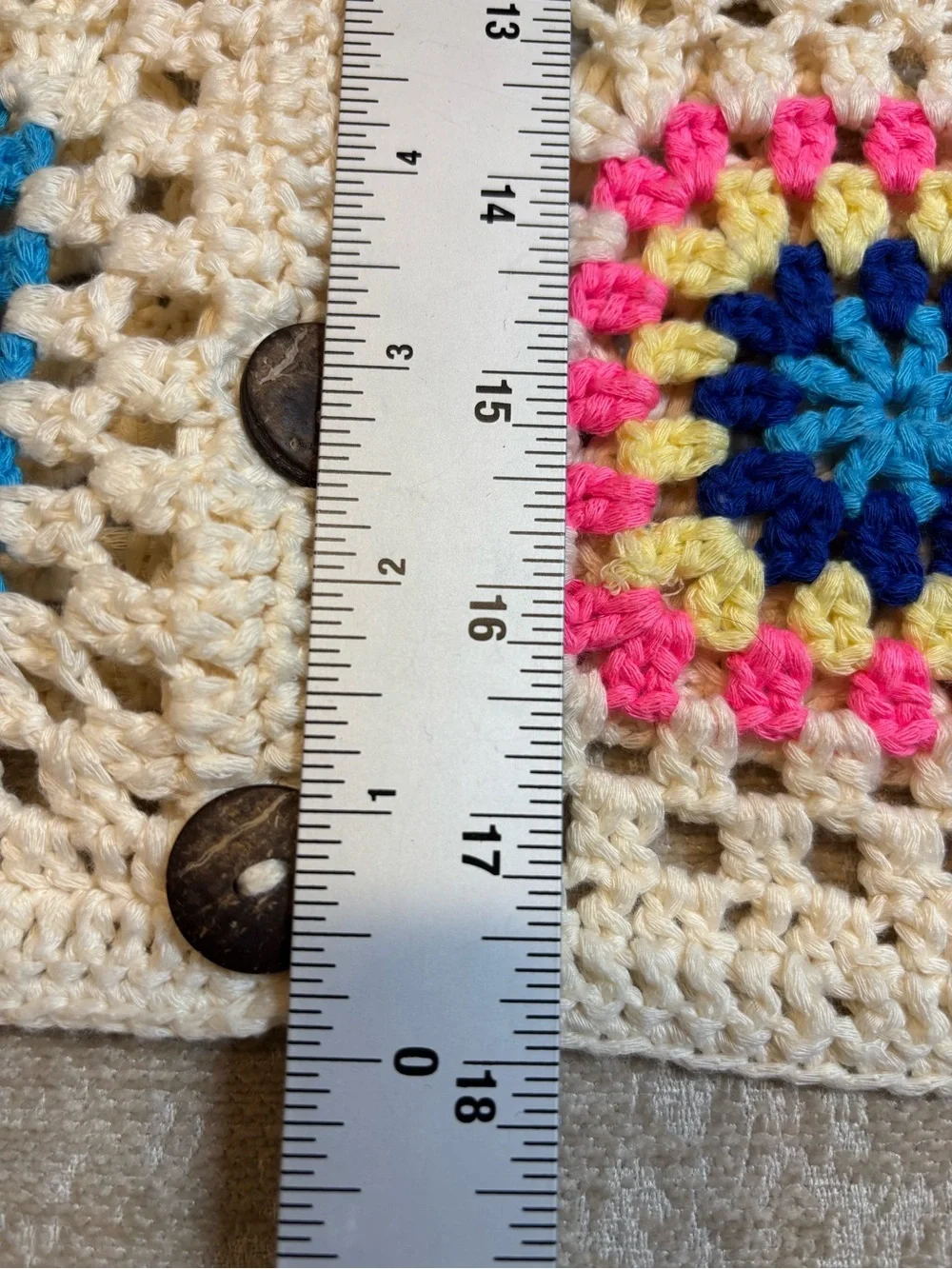 DEBUT Crochet Granny Square Cardigan Sweater Boho Cottagecore Patchwork Medium